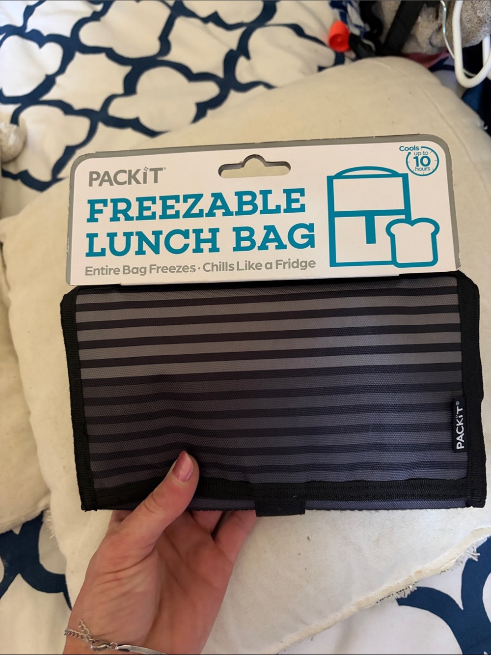 PackIt Freezable Lunch Bag - Gray Stripe
